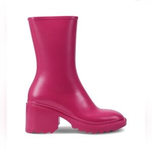 INC Women's Fushia Cushioned Everett Square Toe Block Heel Zip-Up Rain Boots 10